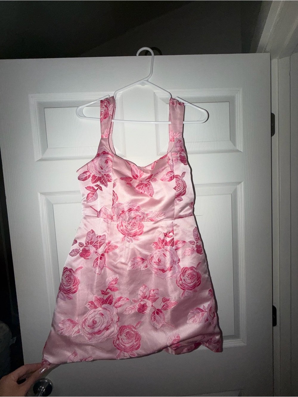 Lulu's Pink Rose Satin Babydoll Chemise